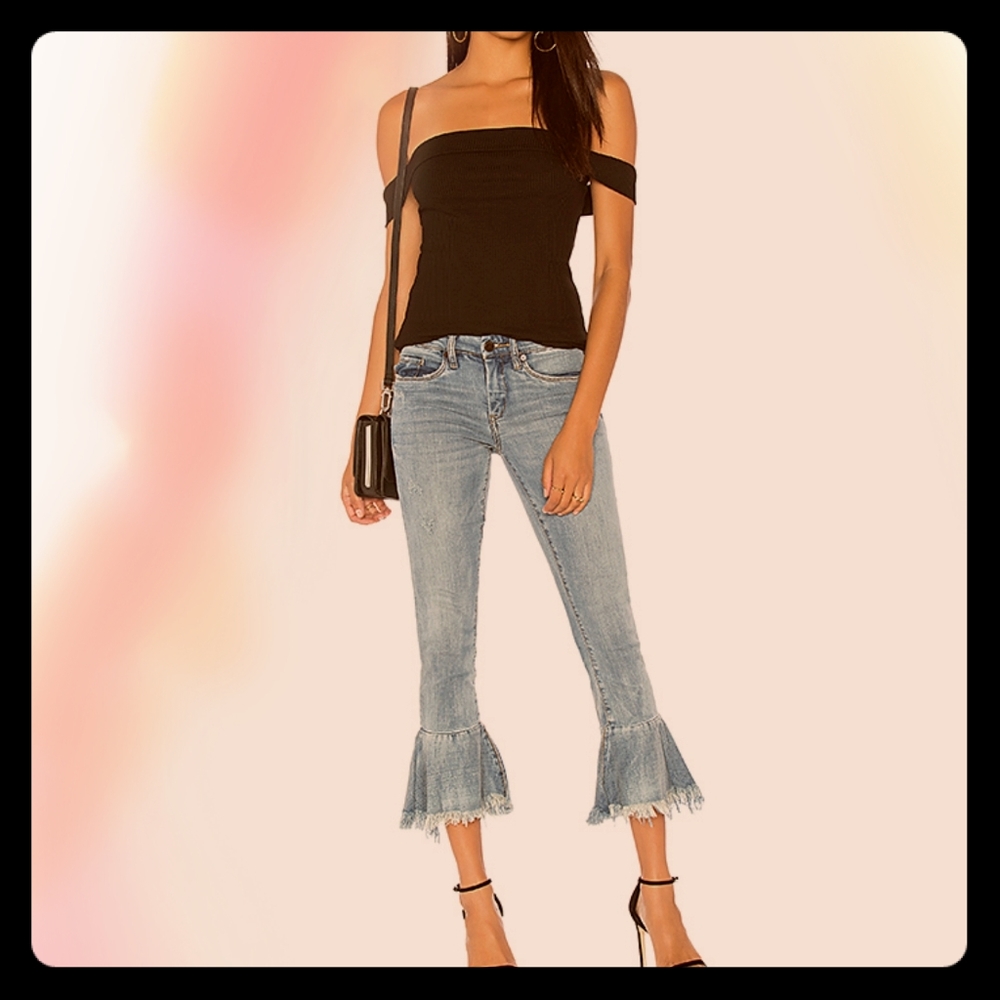 Blank NYC Ruffle Crop Jean in Fancy That Color